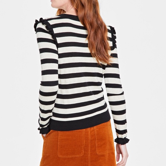 Ruffle-Trim Crewneck Lurex Sweater. - Picture 2 of 8